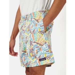 Patagonia Funhoggers Shorts Thriving Planet Print Cotton 6” Drawcord Coastal M